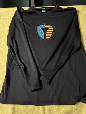 Men's Long-Sleeve Performance Tee - Black with American Shield Graphic